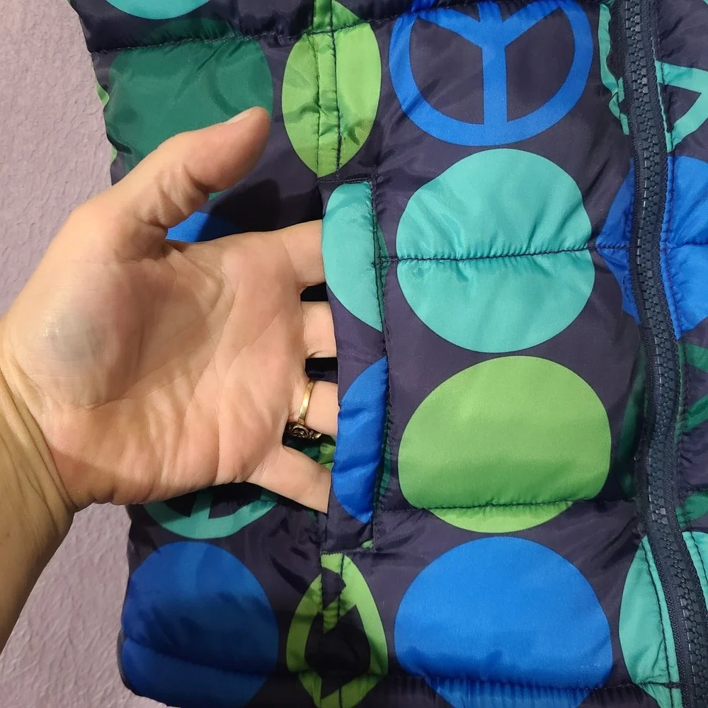 Old Navy Puffer Peace Sign‎ Vest Fleece Lined Girls XL - Picture 3 of 7